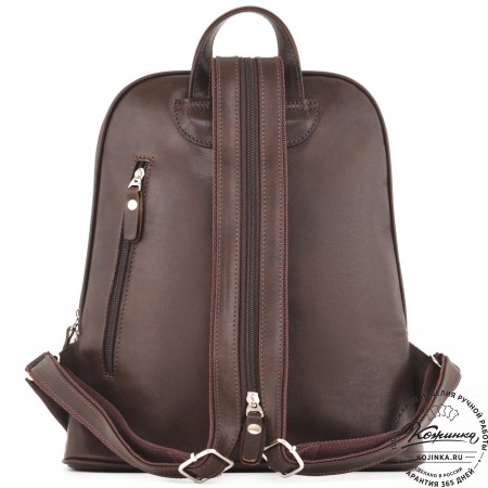  Женский кожаный рюкзак "Бэтси" (тёмно-коричневый) 